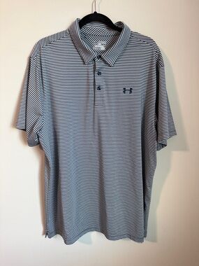 Under Armour Men's Navy & Grey Horizontal Stripe Polo Shirt